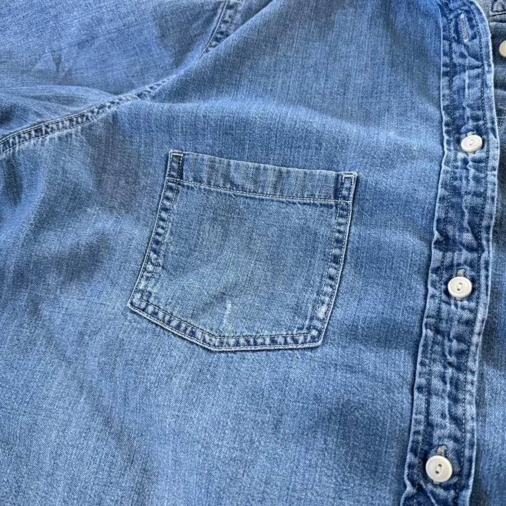J. Crew Factory Light Blue Denim Button-Down Shirt - Picture 6 of 8